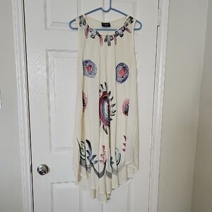 Ocean Breeze Light Yellow Sleeveless Coverup Highlow  Artistic Print OS